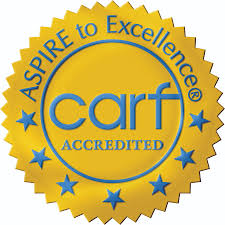 CARF Accredited Aspire to Excellence seal